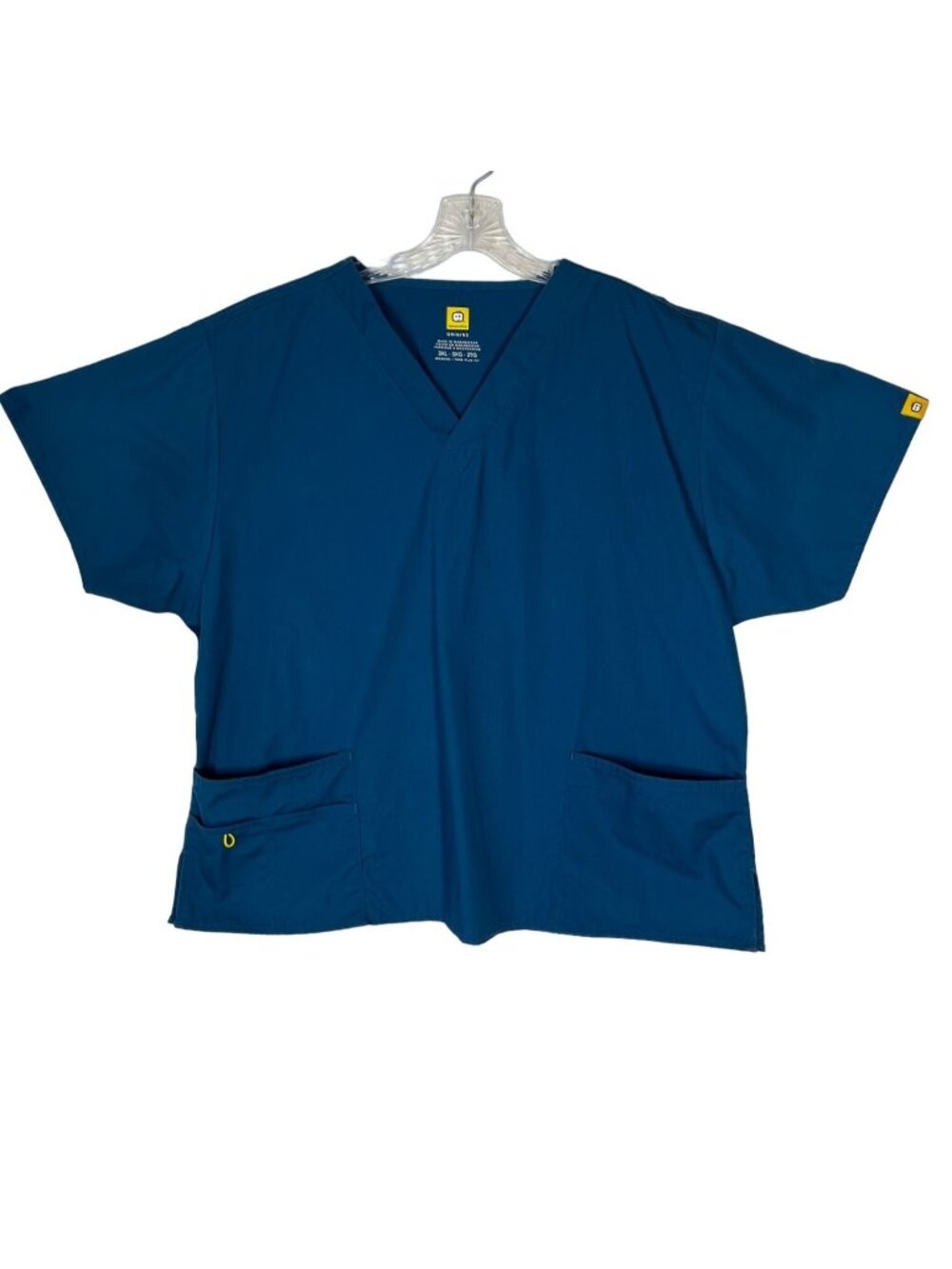 WonderWink Workwear Scrub Shirt Top Size 3XL Teal Pockets Vneck